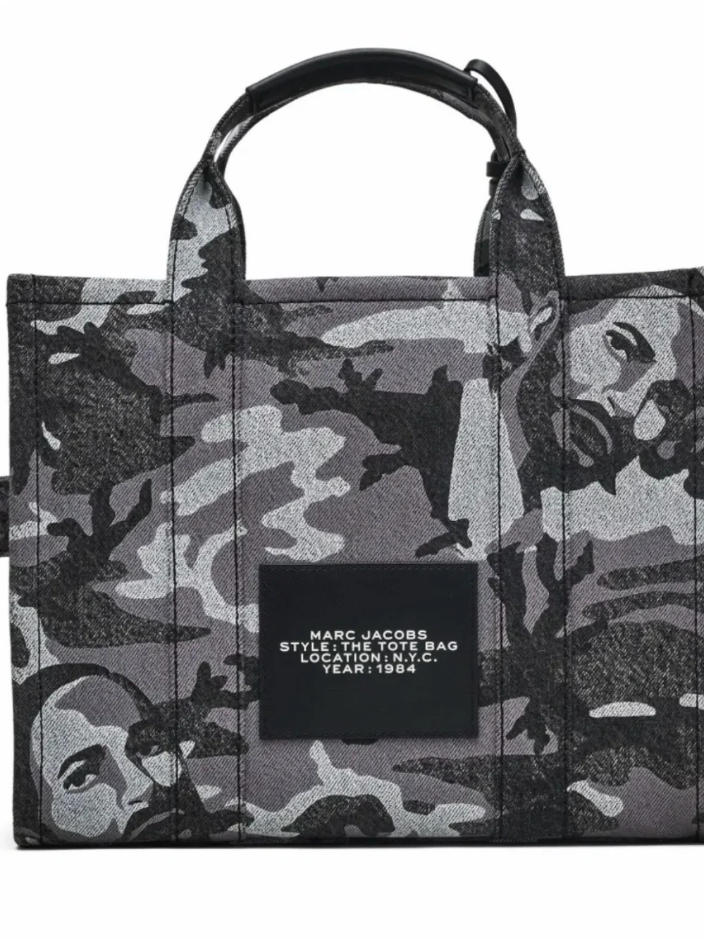 Marc Jacobs The Tote Bag Marc Camo Denim Black & Grey Medium Tote - Picture 2 of 7